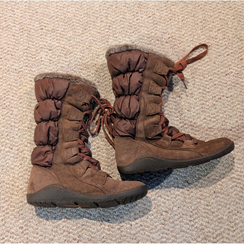 Timberland Parkin Winter Boots Womens 7M Brown Lace Up Leather Mid Calf Snow